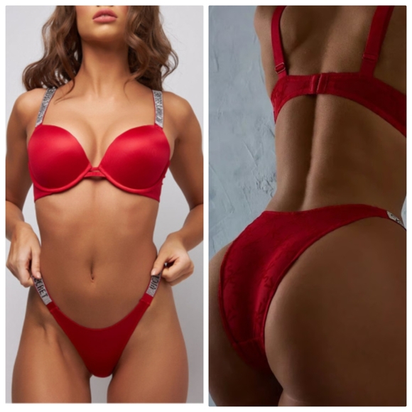 Victoria Secret VERY SEXY Bombshell Shine Strap Brazilian Panty Red Small - Picture 1 of 16